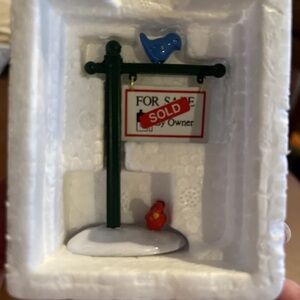 Dept 56 Snow Village 1989 House FOR SALE SIGN 51667 Retired 1998